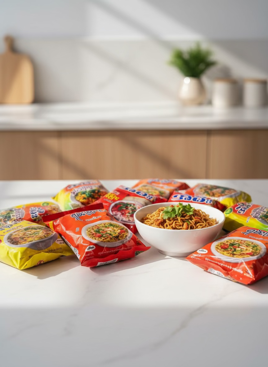 အဲမီး အသင့်စား ရှမ်းခေါက်ဆွဲများ - AMe Instant Noodle