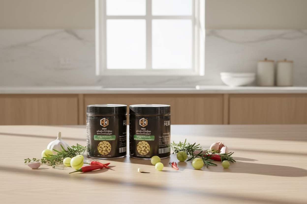 H&H ဆီးဖြူသီးငပိထောင်း - H&H Spicy Pounded Gooseberry