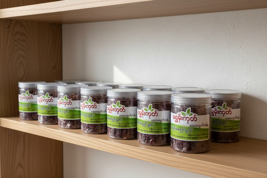 ရွှေမိုးကုတ်မုန့်ညှင်းအစုံချဉ်(ရှယ်)- Shwe Mogok Pickled Choy Sum