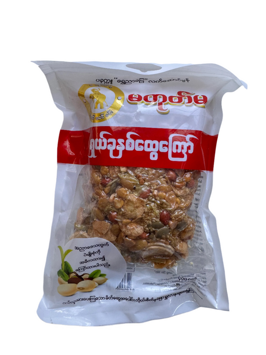 Packaged food product with a red label on a white background