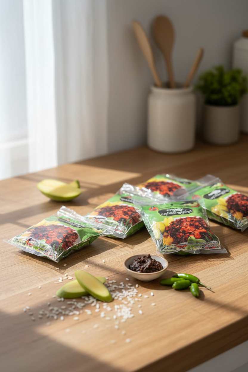 ဇလုံကြီး သရက်သီးစိမ်းရှူးရှဲငပိချက်