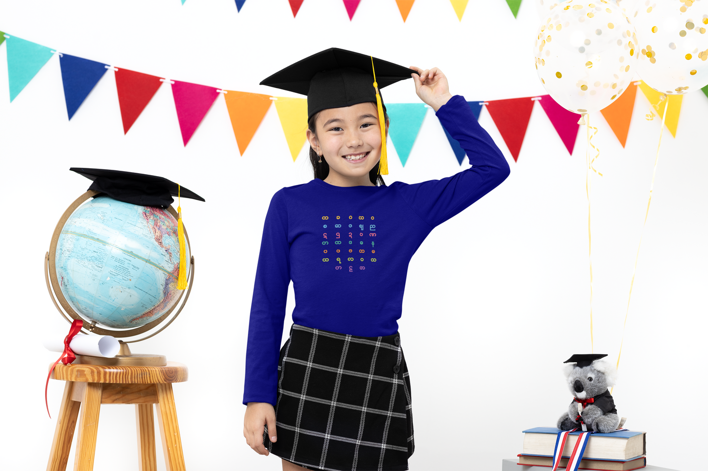 နူးညံ့ပျော့ပြောင်းပြီး သက်တောင့်သက်သာရှိတဲ့ ကလေးဝတ် တီရှပ်လက်ရှည် (မြန်မာဗျည်း)